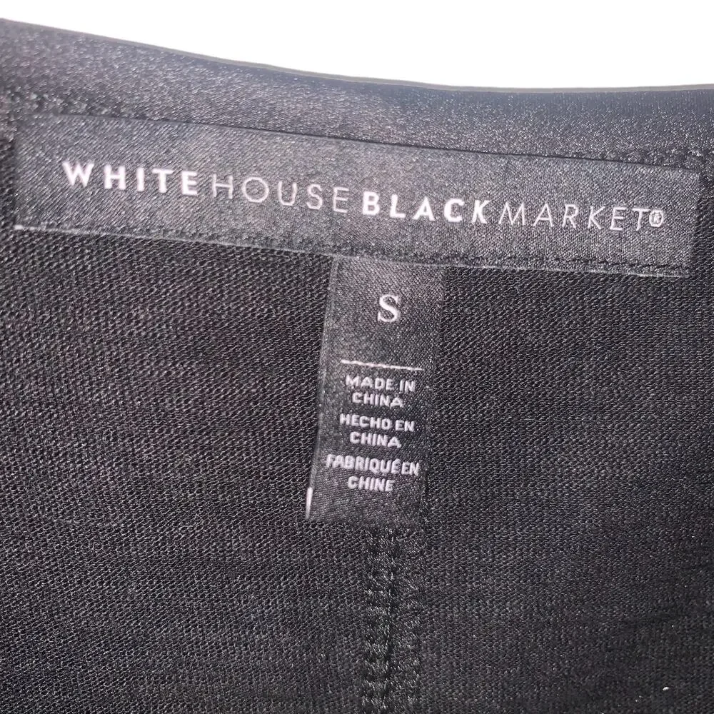 White House Black Market, Women's, Black, Tonal Print, Short Sleeve, Top, Size S - Picture 3 of 4